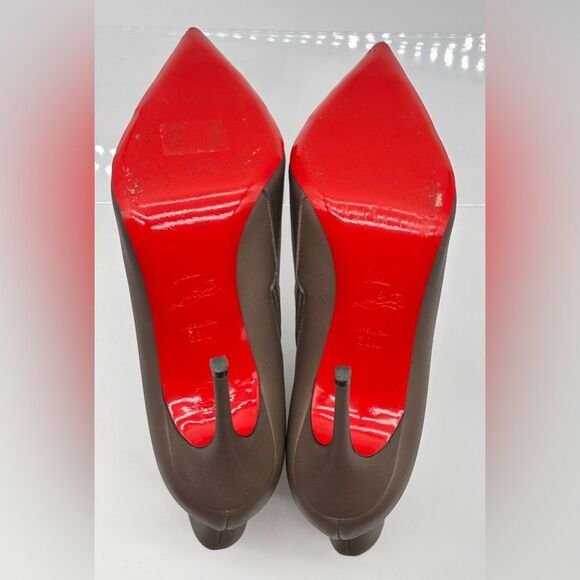 Christian Louboutin Calamijane 100 Mastic Leather Pointed Toe Ankle Booty EU38.5 - Picture 8 of 13